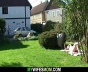 Cheating outdoor sex with girlfriends old blonde mother from cheating outdoor