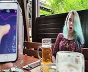 Remote orgasm control of my stepsister in pub! from breast pub
