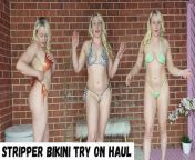 Stripper micro bikini try on haul with Michellexm from nude boobs in micro bikini