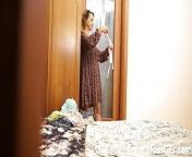 Can't believe I filmed my horny stepmom dressing up iin the bedroom from breastfeeding undress film