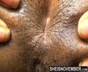 Sphincter Ass Hole Close Up Black Babe Butt Tiny Butthole from ebony over anus spreading butthole