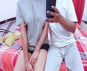 Cute Stepsister In Bed With Big-Brother. from talk phone sis bangla