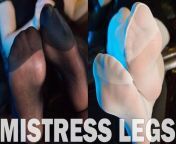 Soles in black and white stockings from mistress black and the