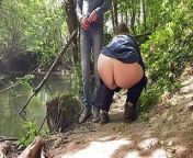 Mutual pissing in nature of son-in-law and his sexy mother-in-law from pissing in nature