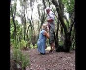 Naked senior couple in forest from naked junior nudist