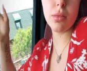 Ariel Winter - open shirt cleavage in car from hande erçel turkish actress