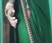 Indian Gay Crossdresser Gaurisissy in Green Saree Pressing Her Big Boobs and Fingering in Her Ass from indian shemale big boobs sex video