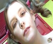 Brunette with Pigtails and Big Saggy Tits Gets Owned by Goatee Daddy on the Couch from topwebmodels teens in pigtails and cum swallow compilation blowjobs vol 2