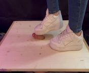 Sneakers Cock Crush & Post Cum Treatment with Penis Board from foot slave under high