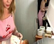 Classy blonde waxes a man's face, her gorgeous breasts popping from doctor popyew actress deeba xxx