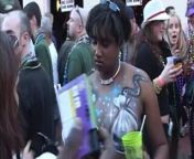 Chicks flash tits for beads at Mardi Gras from xxx sex body mask
