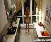 My hot girlfriend dancing naked to sexy music in the kitchen from thai x romance film