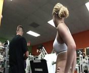 Hot gym girl sucks the trainer's pole after a workout from gym pole junior