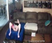 touching herself while home alone...ish from ip camera at home