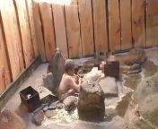 Affair Couple, Open-air Bath, Lewd Mature Woman Deep Throat from woman bath in open river and drees change you