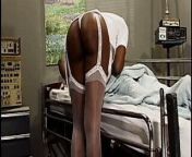 Horny black nurse rides black stud on his hospital bed from black nurse
