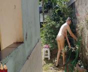The delivery boy caught my wife taking a shower naked outside from diya miryza nude naked open hairy pussy ass b