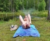 Model Dildos and Fingers Herself Outdoors By Pond from virgin girls vagina sex pond video
