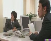 Two Guys Fuck And Creampie Aiko Hirose At The Office from aiko climaco sex