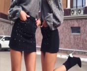 Sexy russian twins in short skirts and high heels from quick short twins