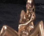 Cora in Gold Paint from cfnm nyc bodypainting