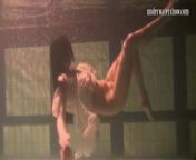 Brunette teen Kristina Andreeva swims naked in the pool from natali andreeva
