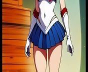 AI generated Usagi Tsukino (Sailor Moon) from pretty guardian sailor moon cosmos the movie opening 　 transformation