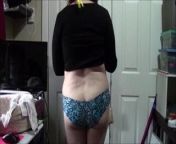Chubby Geeky Girl in Blue Snake Skin Panties from snake t