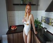 Petite Housewife Lets Her Tall Lover Fuck Her Ass and Pussy in the Kitchen from tall tiny man