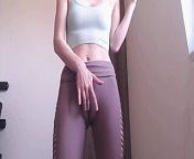 Sexy teen girl masturbates and moans loudly from yoga panty camelteo