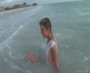 Blonde in wet tee shirt from open tee shirt and open jeans video