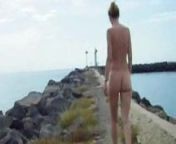 Firm titty gal takes a nude walk by the ocean. from 4chan archives nude
