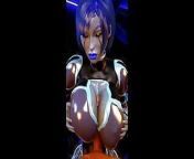 Hot Blue Android Chick Fondles Her Tits Around a Big Cock from android 21 evil