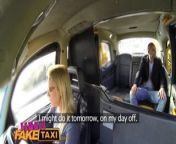 Female Fake Taxi Ozzie tourist cums in busty blondes mouth from ozzy 3d