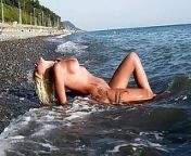 Beautiful girl, big boobs, nude beach, nude in public, blonde, hot bitch, slow motion from big boobs nude kun