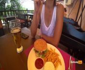 Eating burger and flashing in the cafe Transparent T-shirt No Bra (teaser) from miles ocampo nip slip