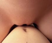 POV Wet pussy cameltoe sliding and rubbing cock for huge cumming from ebony cameltoe