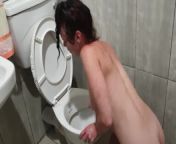 HUMAN TOILET slut PISSES on her own face while head in toilet | lick pee up from aunty pee in toilet pg