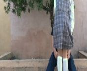 School girl gets horny and fucks in the park with her boyfriend from school girl panty