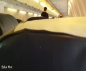 She couldn&apos;t wait anymore! Jerking and sucking cock in a public plane from aro plane