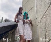 Brendi_sg and his friend Lily rosse, warm up in public and play with their vibrator from tink sg