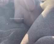 PUBLIC BEACH - Everyone watches how she spread her legs in public. Flashing with her pussy outside. from beach
