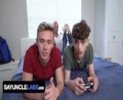 SayUncle - Horny Stud Surprises Two Twinks And Sticks His Cock In All Their Holes While They Play from indian police inspector gay uncle xxx porm vid xxx nijer