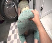 Step bro fucked step sister while she is inside of washing machine - creampie from stuck washing machine