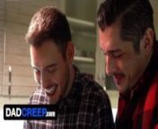 Hot Latino Mateo Torres Slobbers On Step Daddy's Cock While Watching A Scary Movie - DadCreep from father gay movie