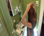 Cutest Redhead Petite Girlfriend does a Hairdo in the Bathroom No Panties No Bra in a Sexy Sundress from sun tv vamsam serial xxx p
